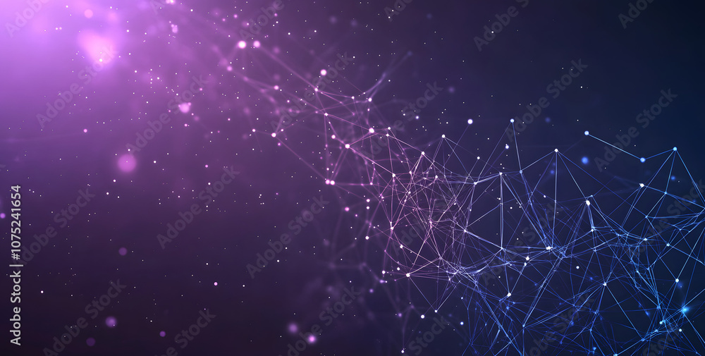 Poster A digital abstract background with glowing blue and purple connections forms the shape of an AI brain on a dark gradient, ideal for tech presentations and social network banners.