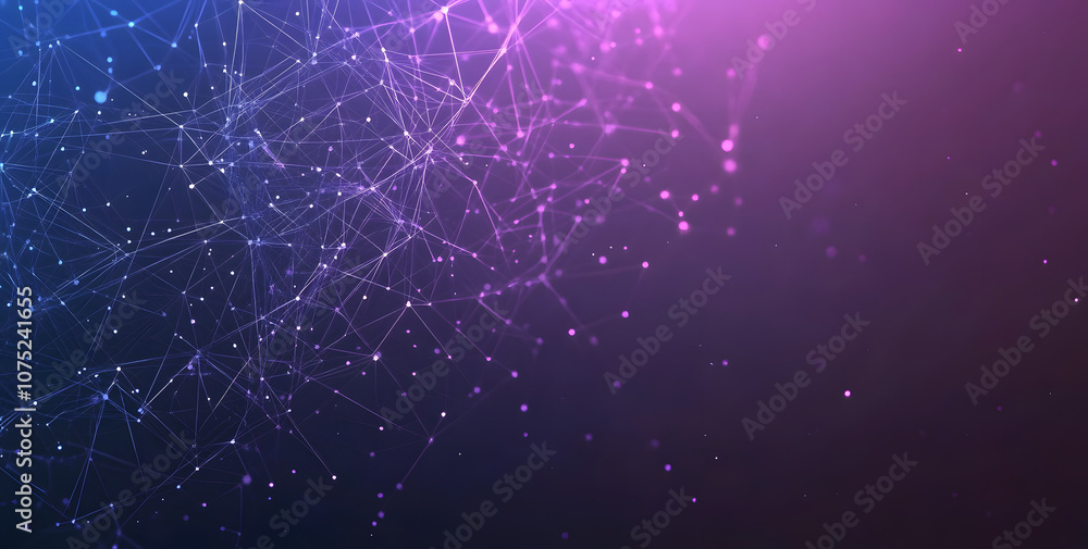Poster A digital abstract background with glowing blue and purple connections forms the shape of an AI brain on a dark gradient, ideal for tech presentations and social network banners.