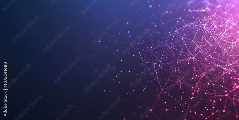 Poster A digital abstract background with glowing blue and purple connections forms the shape of an AI brain on a dark gradient, ideal for tech presentations and social network banners.