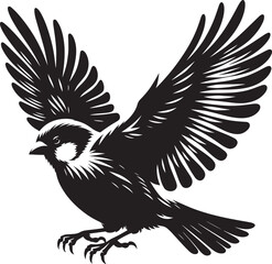Beautiful sparrow bird silhouette vector illustration isolated on white background