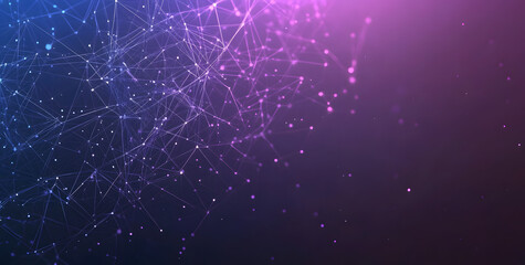 A digital abstract background with glowing blue and purple connections forms the shape of an AI brain on a dark gradient, ideal for tech presentations and social network banners.