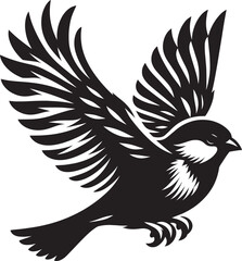 Beautiful sparrow bird silhouette vector illustration isolated on white background