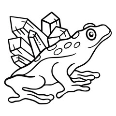 Hand drawn cute frog for coloring book