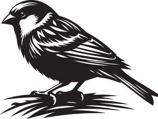 Obraz premium Beautiful sparrow bird silhouette vector illustration isolated on white background
