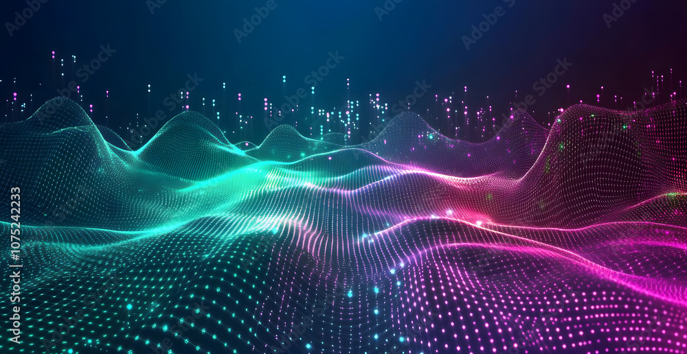 Poster A digital abstract background with glowing blue and purple connections forms the shape of an AI brain on a dark gradient, ideal for tech presentations and social network banners.