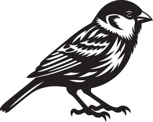 Beautiful sparrow bird silhouette vector illustration isolated on white background