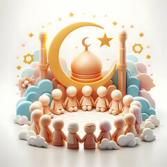 3D Peaceful Interfaith Gathering Concept Photo Stock Soft Abstract Background Symbolizing Unity Harmony World Religion Day Icon Isolated White Background Creative Banner Design for Religious Diversity