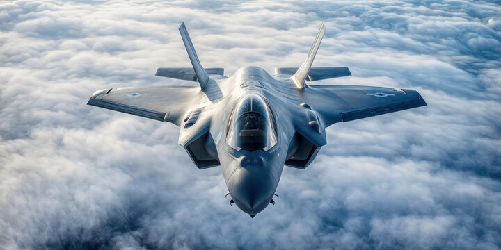 F-35 lightning ii fighter jet soaring above the clouds