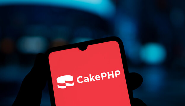 Dhaka, Bangladesh- 11 Nov 2024: CakePHP logo is displayed on smartphone. CakePHP is an open-source web framework.
