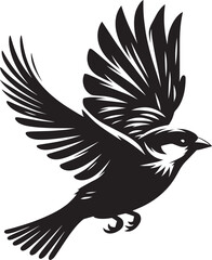 Beautiful sparrow bird silhouette vector illustration isolated on white background