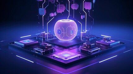 Naklejka premium A photo of a blockchain-powered decentralized finance