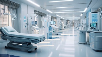 Obraz premium A photo of a cardiovascular care unit in a hospital.