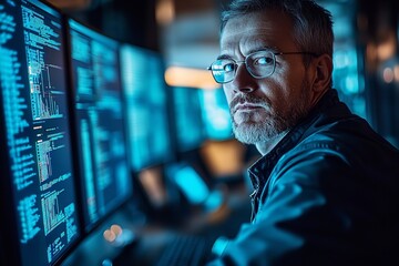 Fototapeta premium Expert network security data analysis. Generative Ai