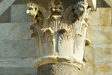 Details from a column on the Duomo (Cathedral) of Pisa