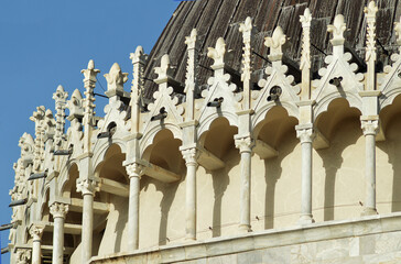 Architectural details on Pisa Cathedral, Italy