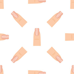 Seamless pattern of manicured nails showing different finger positions, ideal for beauty salon and nail artist marketing materials