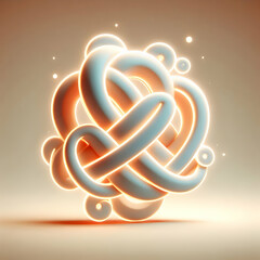 3D Macro Shot Traditional Chinese Knot Modern LED Lights Close Up Fusion Tradition Technology Chinese New Year Copy Space Branding Above Cute Chibi Icon Isolated White Background