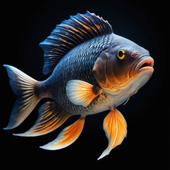 Close-up of goldfish against white background
