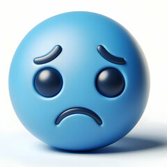 Naklejka premium 3D Blue Monday Sad Face Icon Isolated White Background Emphasizing Emotions Magazine Advertisement Macro Design Copy Space