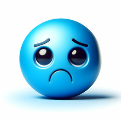Fototapeta premium 3D Blue Monday Isolated Sad Face Macro Concept Emphasizing Emotions for Magazine Advertisement Copy Space - White Background Sadness and Isolation Icon for Marketing Visuals