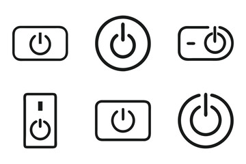 Power button icon set in line art vector