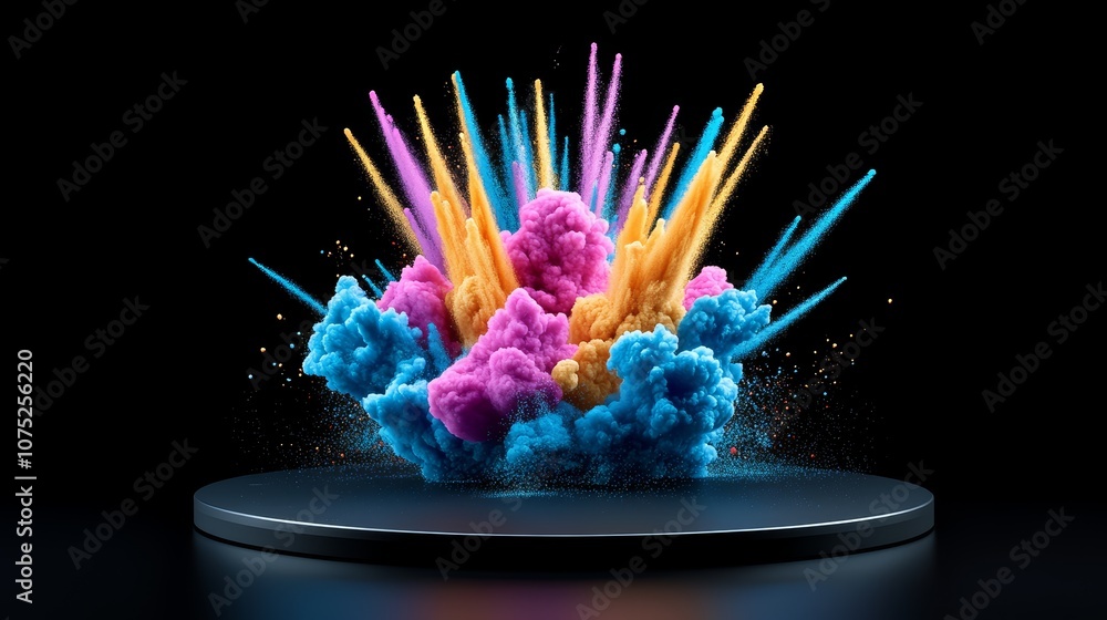 Poster vibrant color explosion on black background abstract art design element