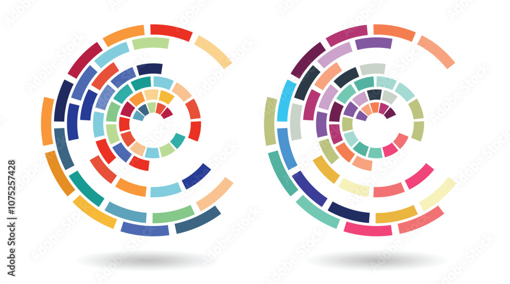 Poster circular modern hi tech colorful design elements set. technology, business and computing concept vec