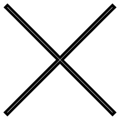 X Cross: Two Diagonal Black Lines Representing Intersection or Rejection – Vector Illustration