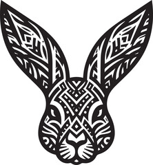 Fototapeta premium Tribal inspired rabbit head with intricate symmetrical patterns