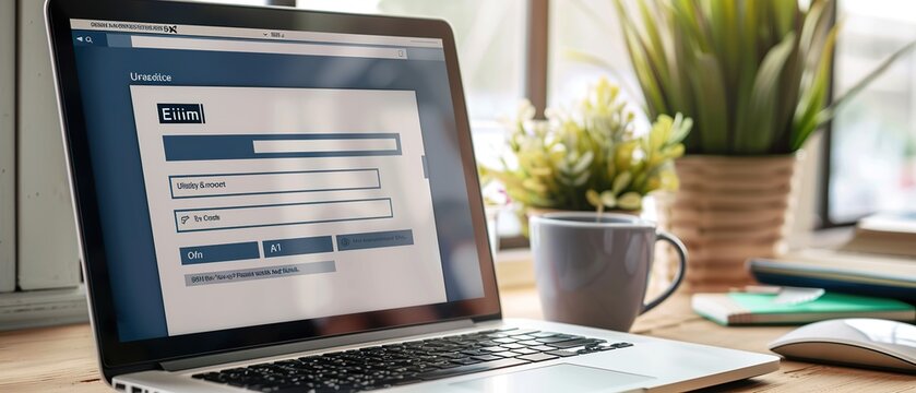 Desktop Computer with Registration Form Being Filled Out