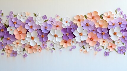 Fototapeta premium Elegant 3D Floral Arrangement Pastel Peach Purple White Flowers
