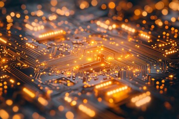 Close-up of a Circuit Board: A Detailed Look at the Intricate Network of Technology