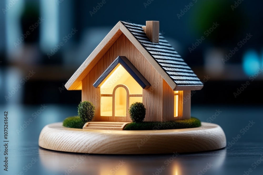 Poster a clean, simple icon of a house with a triangular roof and one window, representing home and shelter