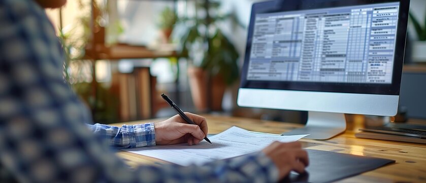 Online Survey Form: Filling Out a Detailed Questionnaire on a Desktop Computer