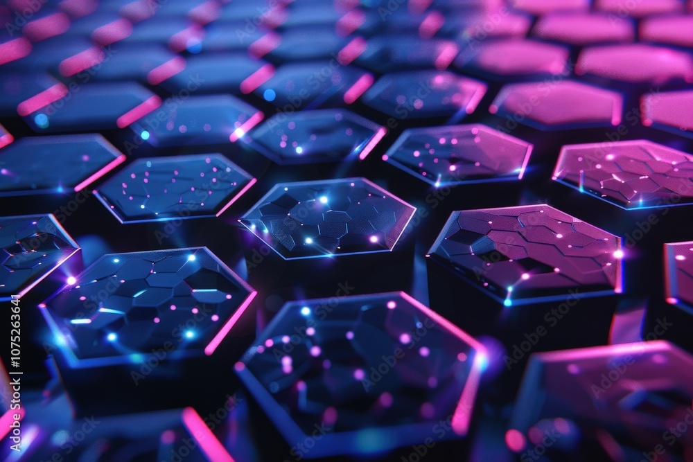 Aufkleber abstract geometric hexagon pattern with glowing lights