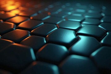 Obraz premium Stylish Blue and Orange Hexagonal Pattern with 3D Depth and Futuristic Vibes