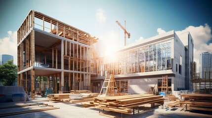 Obraz premium A photo of a construction site with a focus on building