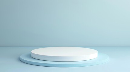 Minimalist Product Display: A simple and elegant blue and white pedestal platform, perfect for showcasing your product with a clean and modern aesthetic.  