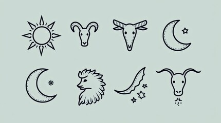 Obraz premium Astrological Symbols and Zodiac Signs Icons Collection