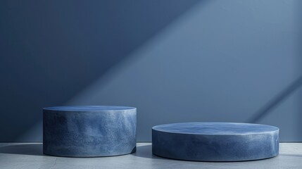 Serene Blue Cylindrical Display Platforms 