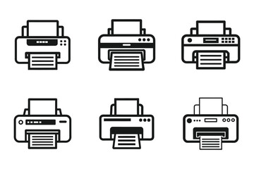 Printer icon set in vector
