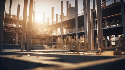 Obraz premium A photo of a construction site with a focus on concrete