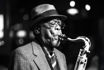 Jazz Legend: A seasoned musician, lost in the melodies of his saxophone, exudes a captivating aura...