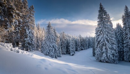 The snowy mountains create a magical atmosphere in winter.  