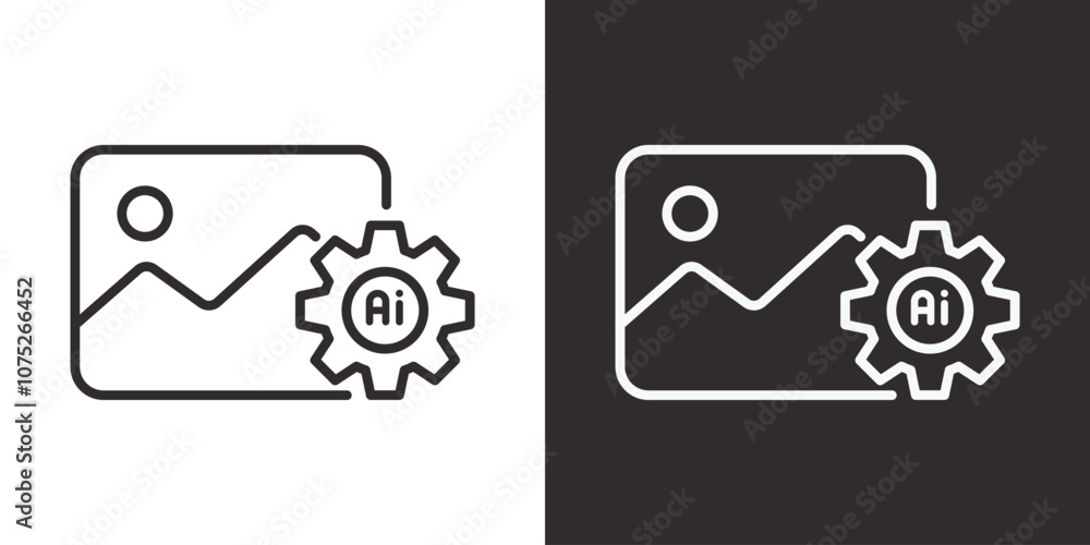 Poster Picture generated by AI icon. LLM Artificial intelligence technology and Machine learning. Icon element for application and web. Vector illustration.