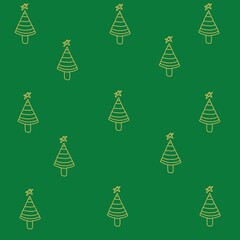 green background pattern Christmas New year yellow pine tree
