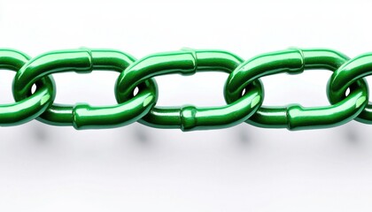 Fototapeta premium A shiny green chain link against a white background, emphasizing connection and strength.