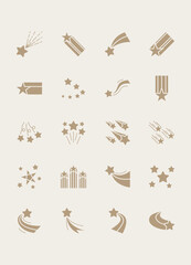 set of shooting star icons, meteor, decoration
