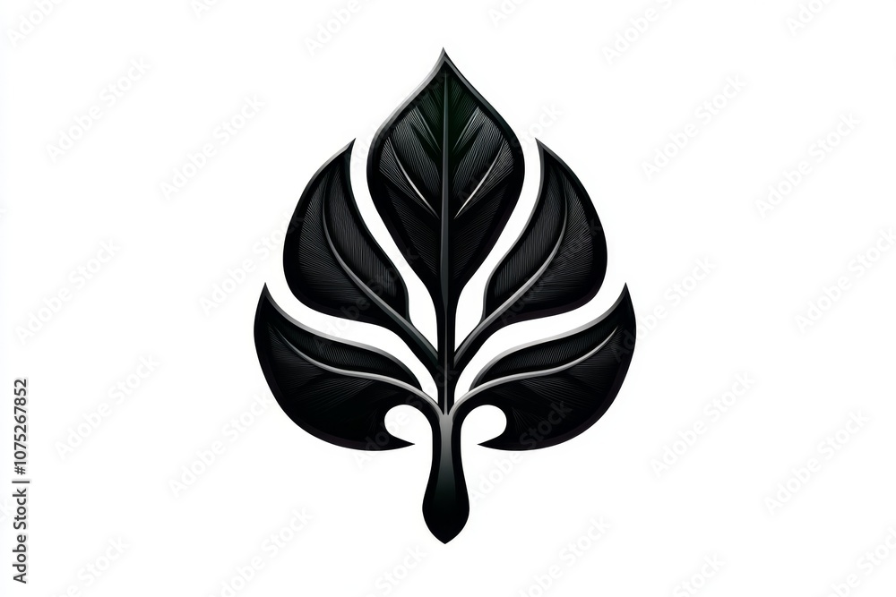 Poster a minimalist icon of a jungle leaf with simple lines, symbolizing nature and wilderness
