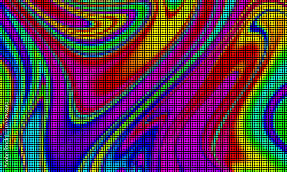 Poster trippy psychedelic colorful neon geometric shapes abstract vector background